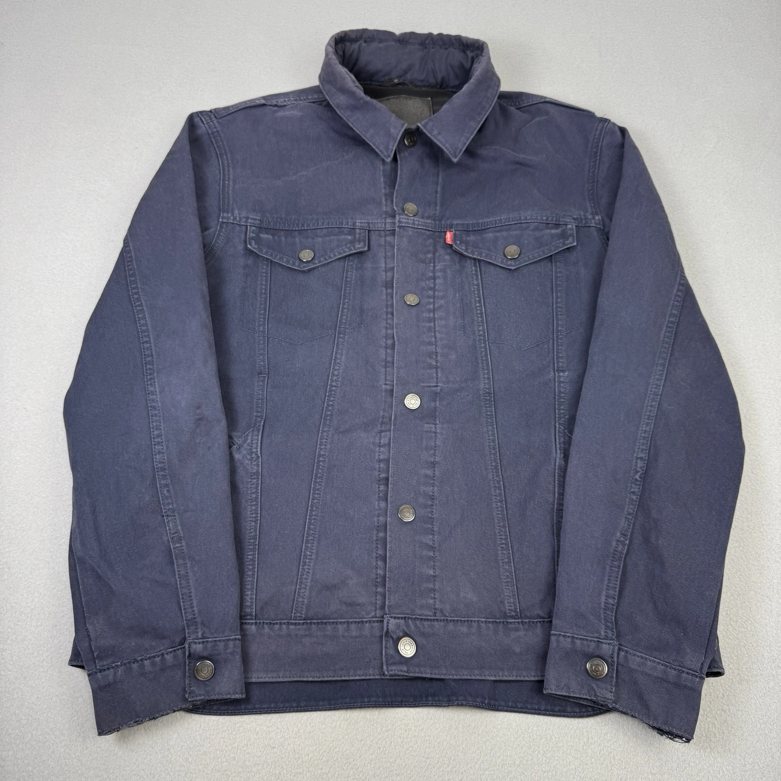Levi's Jacket Mens XL Navy Blue Commuter Pro Type 3 Denim Trucker Hooded Cycling