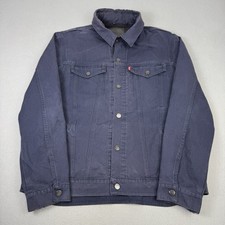 Levi's Jacket Mens XL Navy Blue Commuter Pro Type 3 Denim Trucker Hooded Cycling