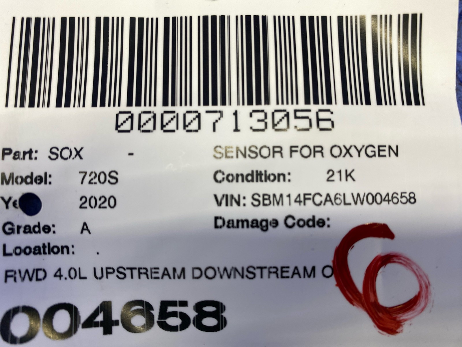 2018-2023 MCLAREN 720S RWD 4.0L UPSTREAM DOWNSTREAM O2 OXYGEN SENSOR SET OF 4