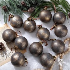 12 Pcs 3.15 Inch Christmas Vintage Rusty Textured Balls Ornaments Shatterproof
