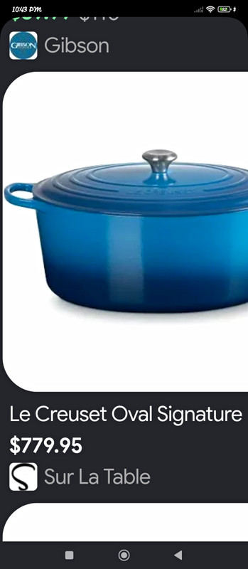 Le Creuset 9.5 qt Oval Enameled Cast Iron Dutch Oven w/ Lid Blue