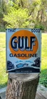 Good Gulf Gasoline motor oil vintage gas pump porcelain sign