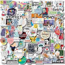 100 Pcs Educational Science Stickers Pack - Physics, Chemistry, Biology