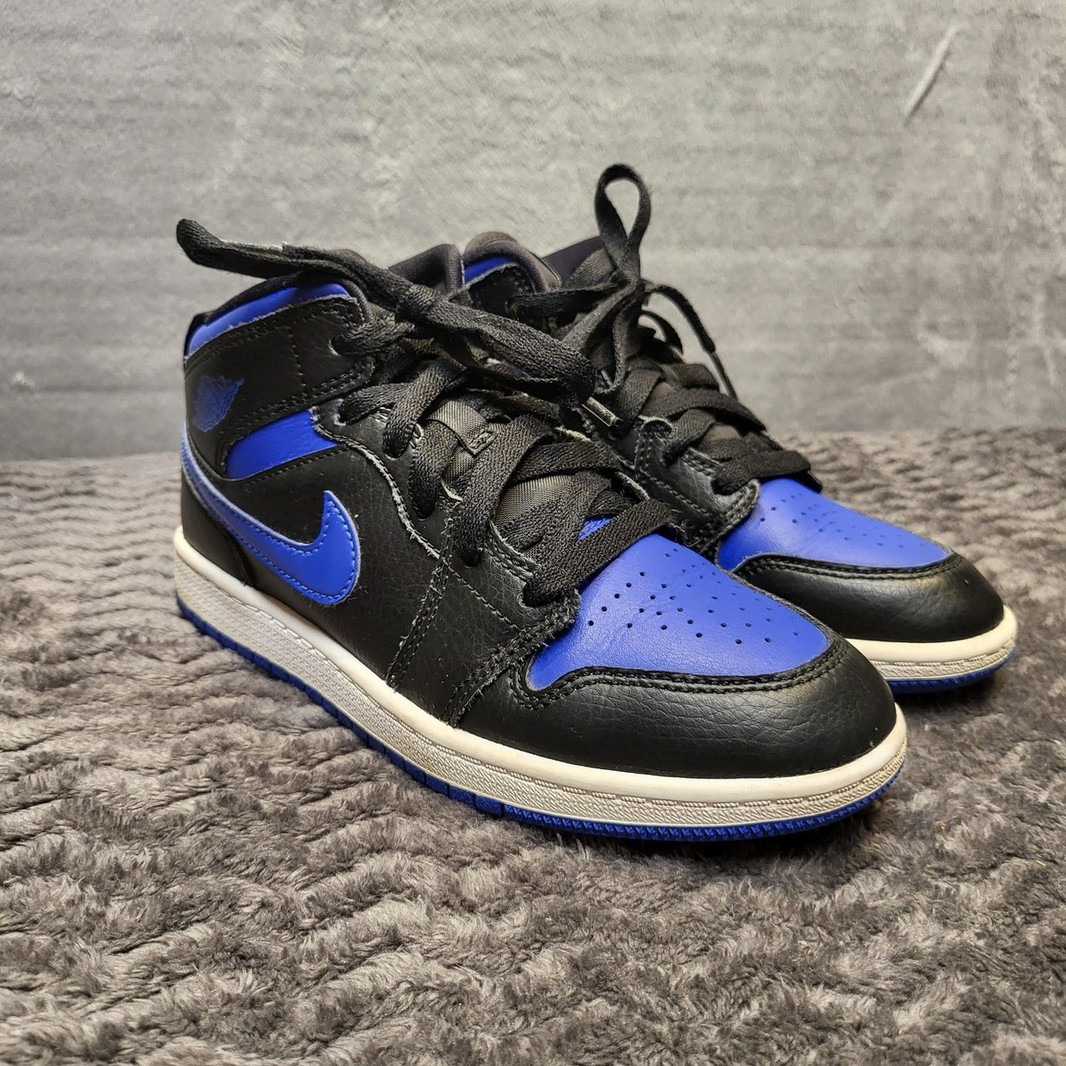 Air Jordan Mid Shoes Youth Size 3Y Black Game Royal Blue 640734-068 Kids  Nike