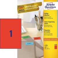 Avery Zweckform Universal Etiketten 210 X 297 Mm Rot 100 Etiketten