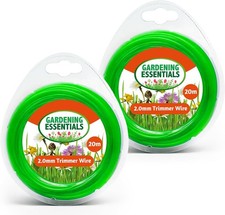 SOL 2pk Universal Strimmer Wire 20m x 2mm Green Trimmer Line, Durable & Flexible 0.18 per metre