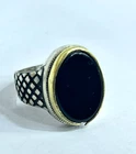 925 Sterling Silver Natural Black Onyx Ring - Size 11.50 US - 11g