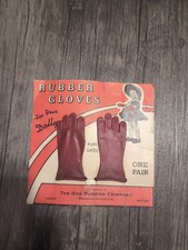 Vintage PAIR Of Red Latex Doll Gloves - The Oak Rubber Company- 1950's