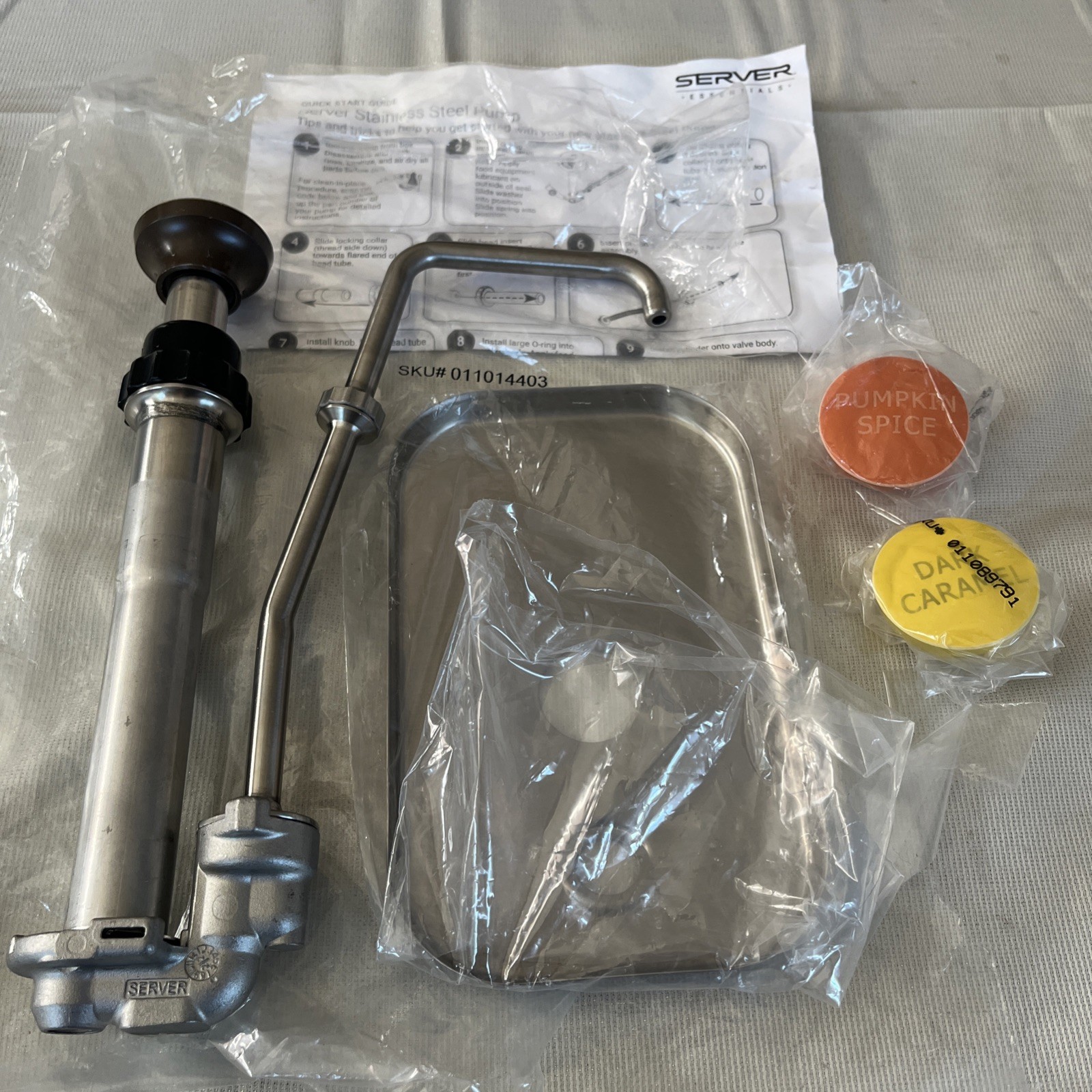 SERVER Stainless Steel Pump Assembly Starbucks 011014403 MOCHA + Lid CARAMEL