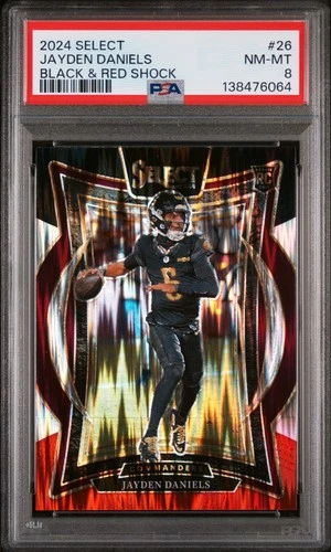 2024 PANINI SELECT BLACK & RED SHOCK #26 JAYDEN DANIELS ROOKIE RC PSA 8