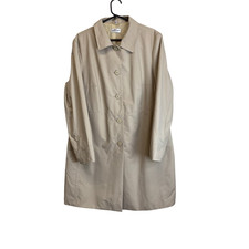 Trench Coat Womens XL Cream Long Sleeve Collared Button Front Casual Outdoor