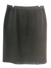 Ming Wang Knit SKIRT Sz M Black Acrylic Poly Knee Length Pencil Pull On Elastic