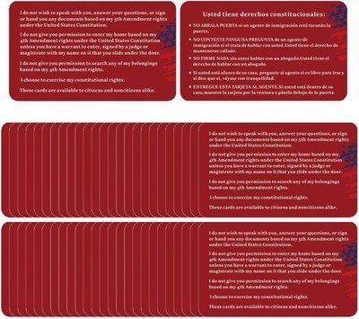 50 PCS Know Your Rights Immigration Red Card - English Spanish 50 PCS, red 