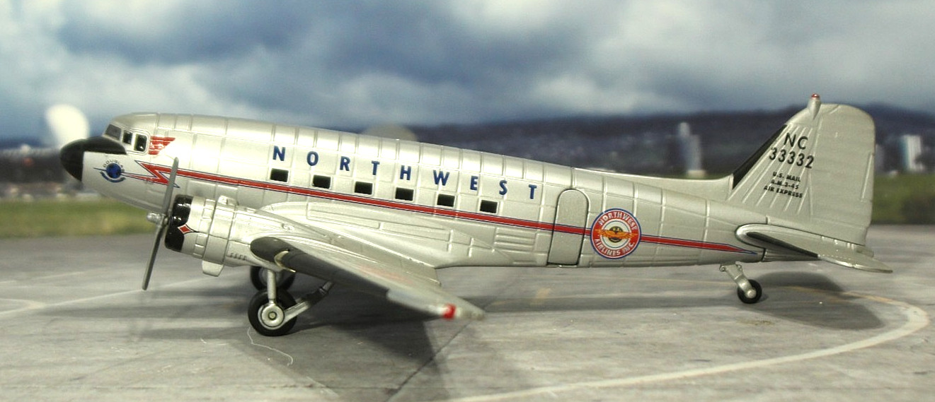 Historic Douglas DC3 Northwest Airlines 1:72 Scale EXTREMELY RARE