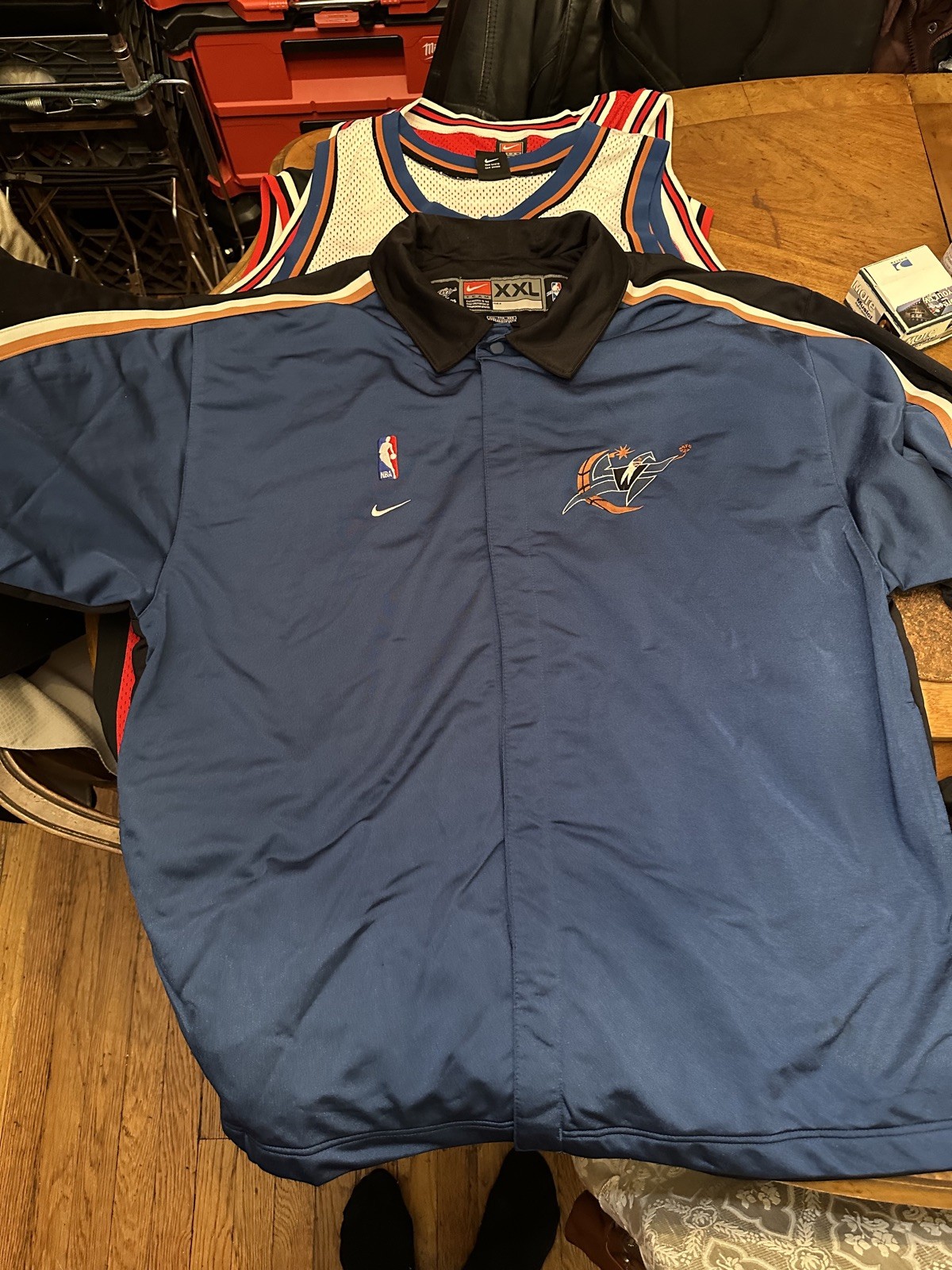 SACAI X NIKE Giacca a scatto vintage anni 90 Nike Team NBA Washington Wizards Warmup Uomo 2XL