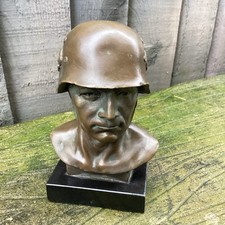Antique Bronze Bust of a soldier of World War II Berlin Germany after Fisher