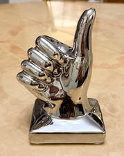 Ceramic Hand - THUMBS UP SIGN Decorative Chrome / Silver Ornament - 15cm High