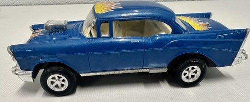 1957 Chevy Gasser Pull Back Vintage Toy 1/24 Blue Pre-Owned Blue - Picture 5 of 11