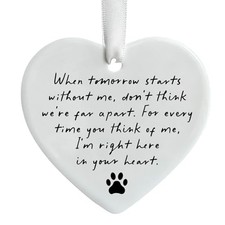 OFlyDesigns Pet Memorial Ceramic Heart Keepsake, Remembrance Ornament for Dog