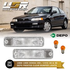 Depo All Clear Bumper Signal Lights Lamps For 88-89 Honda Civic Hatchback Sedan