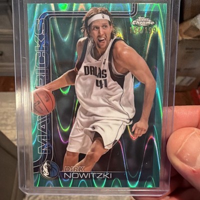 DIRK NOWITSKI 2025 Topps Chrome Basketball AQUA Wave REFRACTOR  /199 HOF  Mavs