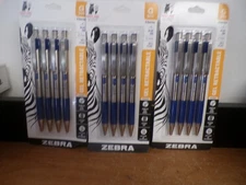 12 1DZ NEW ZEBRA G301 BLUE INK MEDIUM POINT GEL RETRACTABLE PEN STAINLESS STEEL