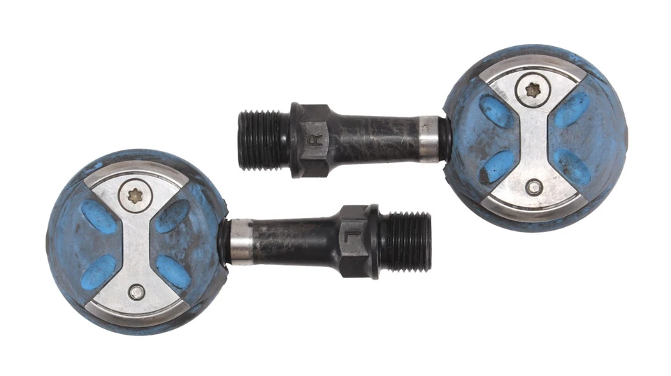 Pedales de bicicleta de carretera Speedplay Zero sin clip azules 50 mm cromoly 4 pernos Tri Race TT Foto 3 de 4