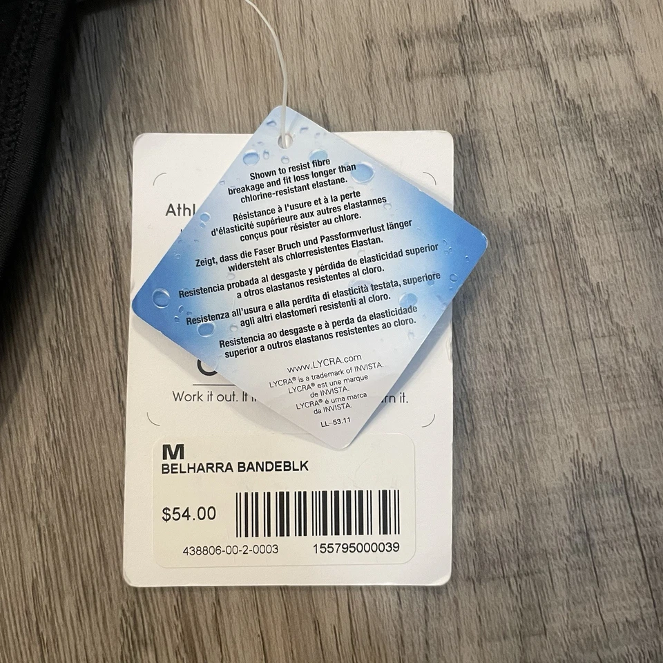 NWT $54 Athleta Belharra Bikini Swimsuit Bottom Black W/ White/Gray Waistband M - Image 3 of 4