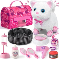 Cat Toys for Kids Girls Gift, Electronic Interactive Plush Toy Cat Can Walk