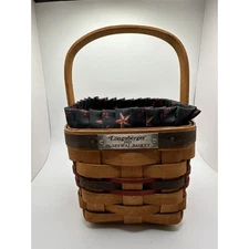 Longaberger 1993 Inaugural Basket Navy Liner And Plastic Protector Handle Vintag