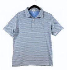 Johnnie-O Boys Original 4-Button Polo Blue Striped Pocket Size 14