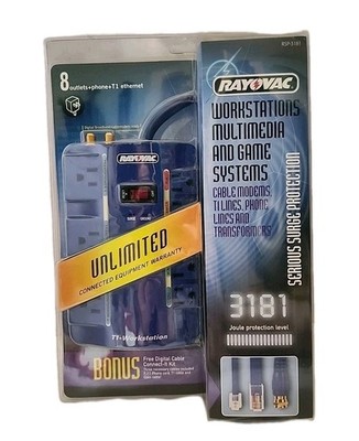 Rayovac T-1 Workstation, Multimedia, Game 8-Outlet Surge Protection 3181 Joules 