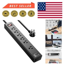 6Ft Surge Protector Power Strip - 6 AC Outlets & 3 USB Ports for Smart Charging