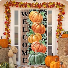 Fall Decorations Pumpkin Door Cover Banner Autumn Thanksgiving Gift 36"x72"