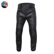 Men's Cowhide Leather Motorcycle Pants CE Armor Protective Biker Racing Trousers