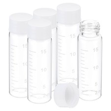 5 Pcs 15ml Clear Glass Vials with White Screw Caps, Sealed Bottles with Scale