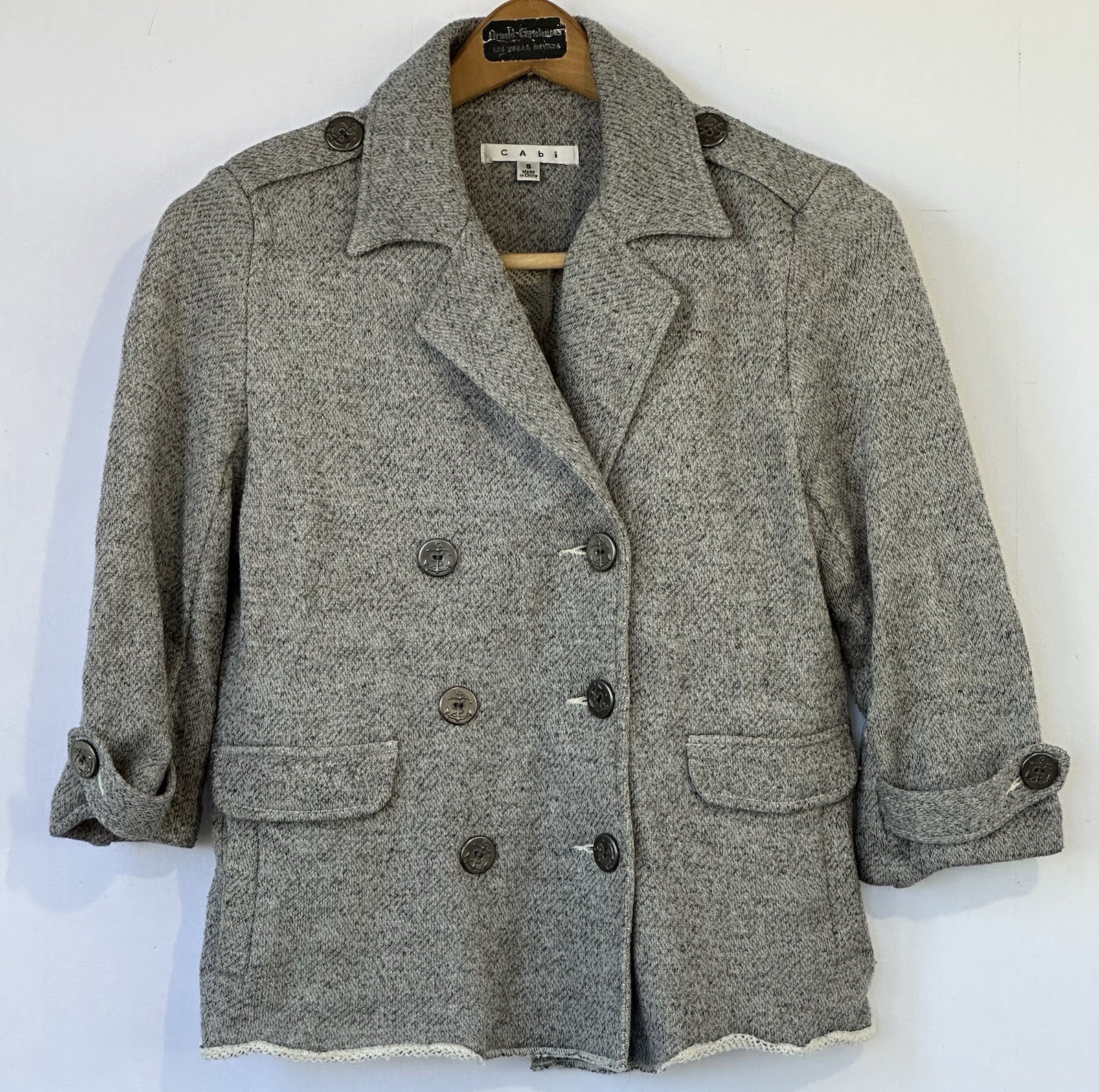 CAbi Soft Structure Pea Jacket Gray Heathered Dou… - image 1