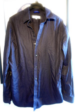 Teddy Stratford Shirt Mens 5 / XL Navy-Balck Checkered Long Sleeve Zip Fit