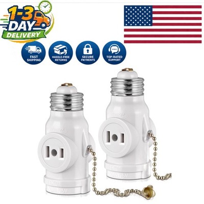 Listed 2-Pack E26 Light Socket Adapter - Eco-Friendly Two Outlet Solution