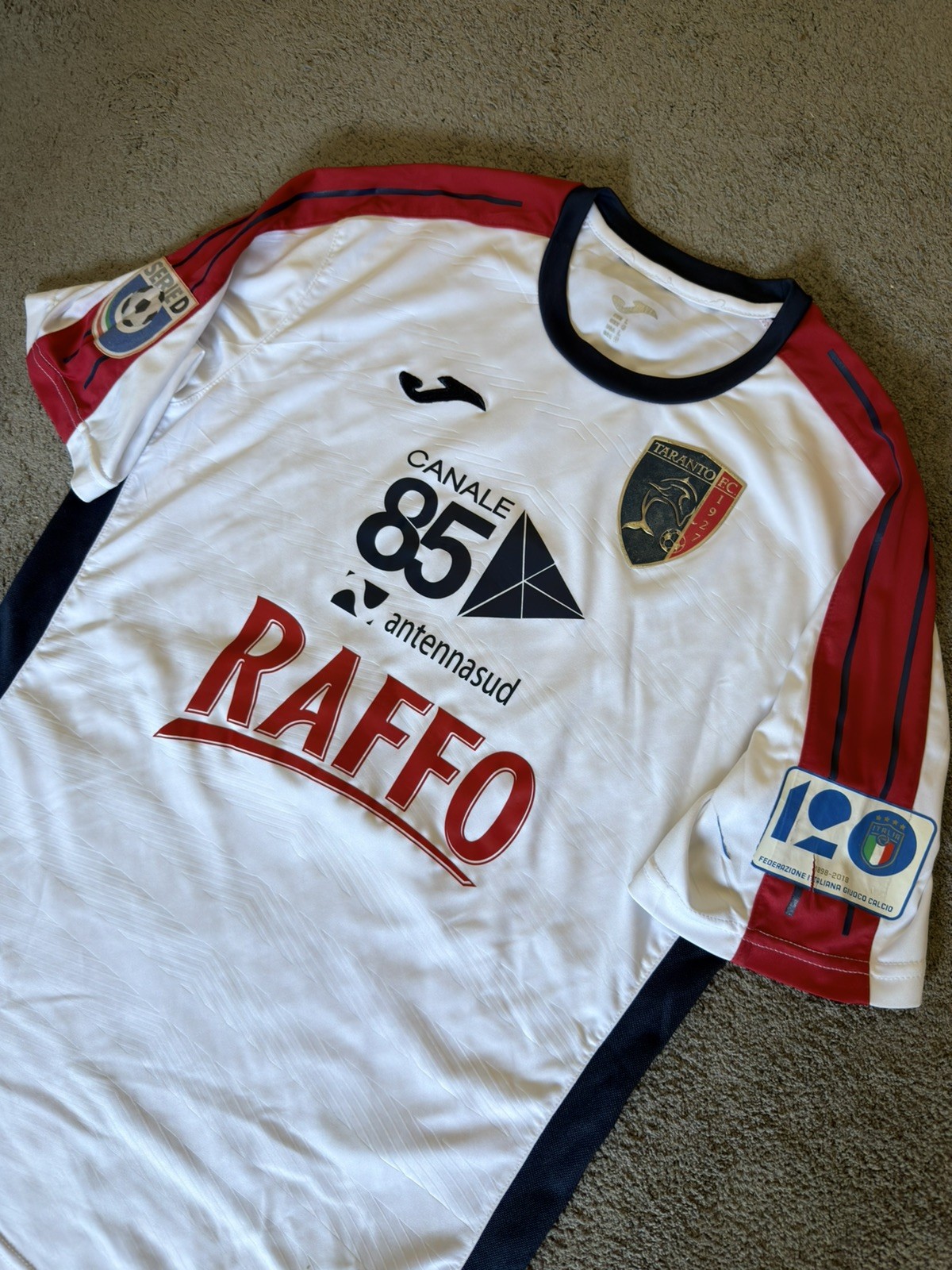 Maglia Taranto Calcio LND 90 anni Match Worn numero #2 toppa 120 figc