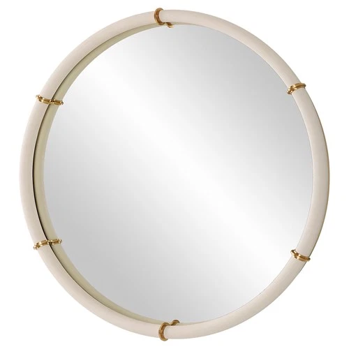 Uttermost 09950 Cyprus 43" Diameter Circular Flat Accent Mirror - White - Picture 3 of 6