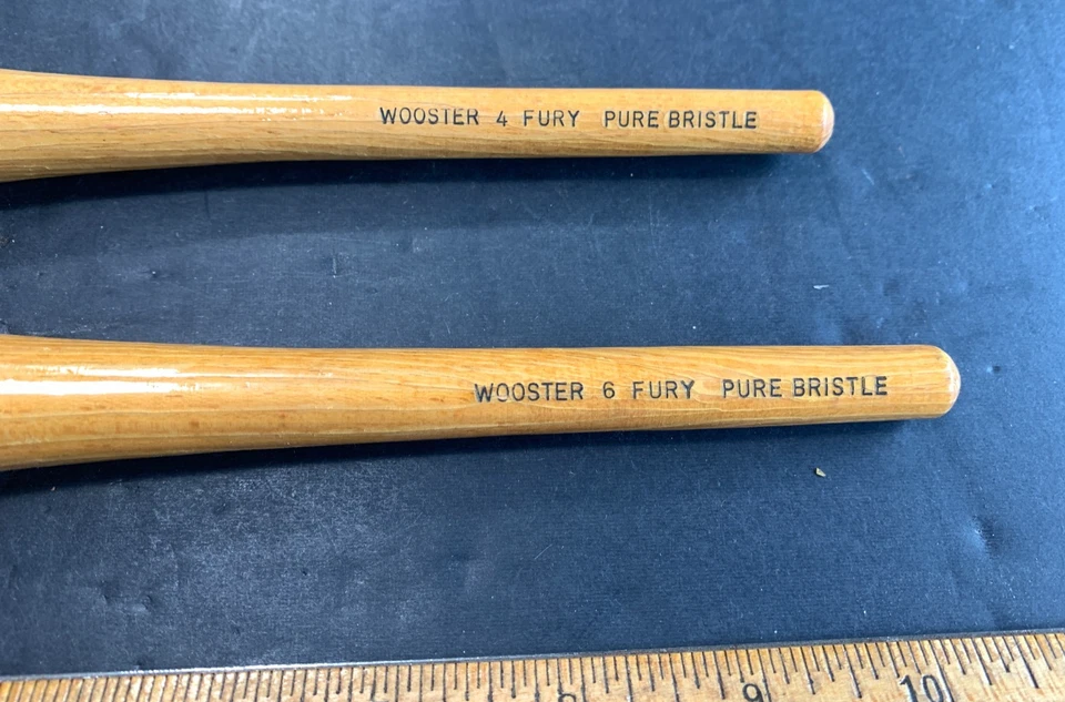 Lote de manijas de madera vintage pinceles de cerdas puras marca Wooster Fury #4 y #6 Foto 2 de 4