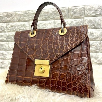 Rare JIL SANDER Croco Top Handle Handbag Women Bag