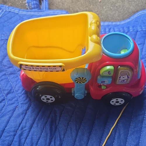 VTech Drop & Go Dump Truck Learning Toy Red Yellow Blue Black Vehicles Theme