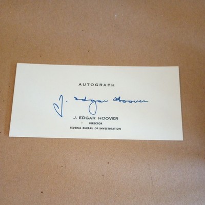 J. Edgar Hoover Director FBI Signature Autograph Card - Original!!