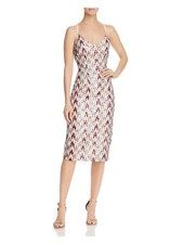 BLACK HALO Womens Ivory Spaghetti Strap Below The Knee Cocktail Body Con Dress 6