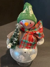 Vintage De Carlini Glass Snowman Christmas Ornament