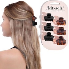 Kitsch Small Hair Clips For Women Black Tortoise 6 Pcs