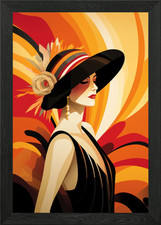 Art Deco Lady Framed Wall Art Poster Canvas Print Picture
