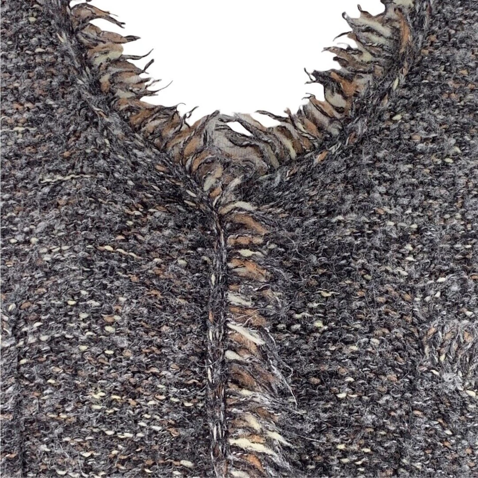 Suéter 360 Gris Marrón Neutro Boucle Mezcla Mohair Cárdigan Suéter Talla Mediana Foto 3 de 4